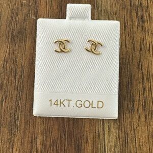 Chanel Logo 14k Stud Earrings